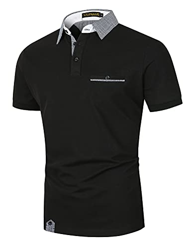 LIUPMWE Polo Homme Manche Courte Casual Golf Tennis Sport Coton Slim Fit T-Shirt,L,Noir Cover