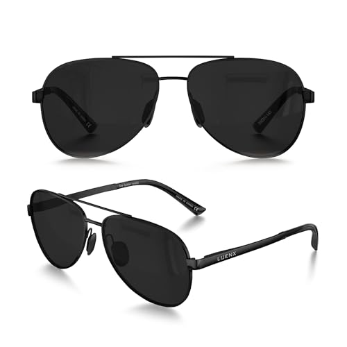 Image of LUENX Aviator Sunglasses for Women Men Polarized Lens Trendy Sun Glasses - UV 400 Protection 60MM with Accessories Driving
