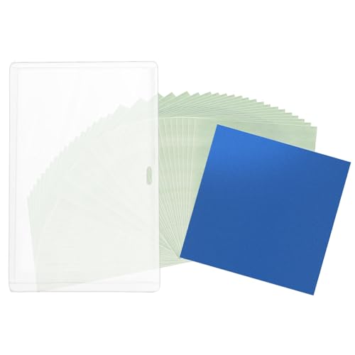 Tinoaly 32 Sheets Sun Print Paper 4 Inch Square Cyanotype Paper with A6 Folder High Heat Sensitive Light Solar Transfer Activated Printing Kit for DIY Art Photo Crafts for Kids Handicraft Project