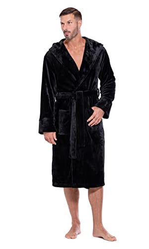 Turquaz Plush Robes For Men, Soft Fuzzy Hooded Mens Bathrobes, Long Comfy Robe For Men #TOP1