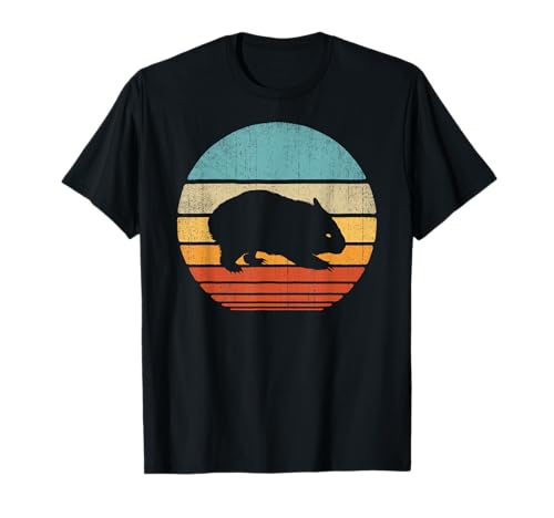 Wombat Retro Vintage 60s 70s Sunset Mammal Animal Hombres Mujeres Camiseta