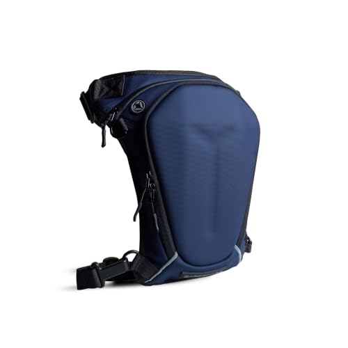 Image of Carbonado Turtle Bags, Thigh Bag for Bikers, Fanny & Waist Bag for Man Woman; Multipurpose Water Repellent Utility Pouch, Cross Body, Strap to Leg & Hip for Motorcycling, Outdoor & Hiking - Blue