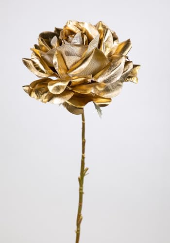 Große Rose Nature 66x14cm Gold CG Kunstblumen künstliche Goldrose Rose Rosen Blumen Seidenblumen