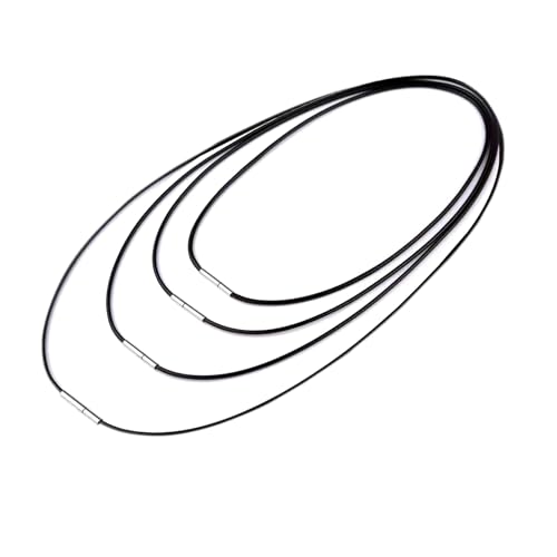 Cordon Cuir Noir Ciré pour Collier et Bijoux Homme - Lot de 4 avec Pendentif