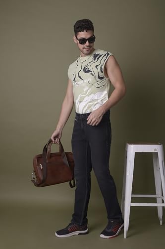 Image of i'sol Men's Stylish Straight Relaxed Fit Cotton Blend Stretchable Jeans