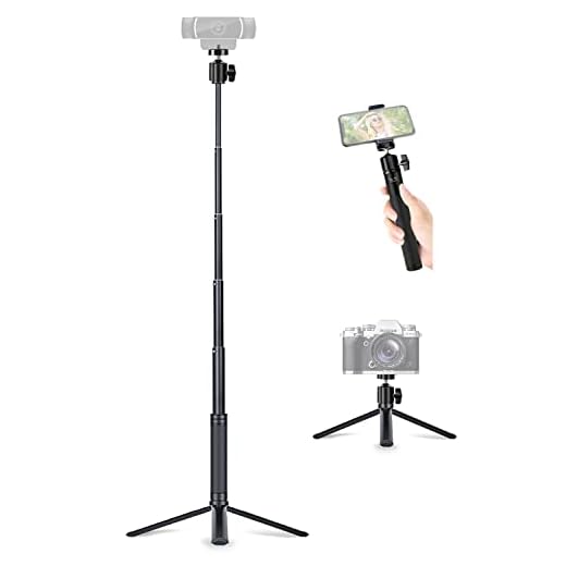 JCWINY Desk Webcam Stand Tripod 30" Extendable Web Camera Mount Tripod iPhone Webcam Mount Aluminum Desktop Tripod Stand for Logitech Brio C925e C922x C930e C922 C930 C920 C615 iPhone Camera