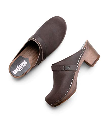 Sandgrens Swedish High Heel Wooden Clog Mules For Women, Us 9-9.5 | Dublin Fudge Dk, Eu 40 #TOP2