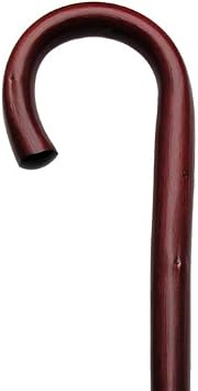 Men Round Nose Crook Cane Burgundy Genuine Chestnut -Affordable Gift! Item #DHAR-9343400