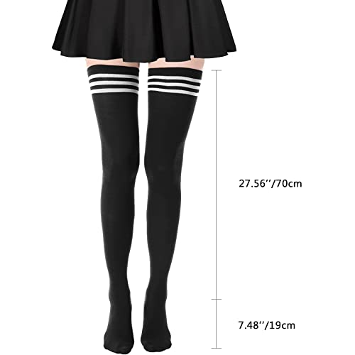 Image of DRESHOW Extra Long High Thigh Socks Striped Over Knee Thin Tights Long Stocking