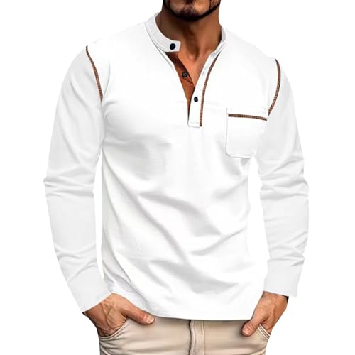 Polo rayé à manches longues homme en coton doux style décontracté