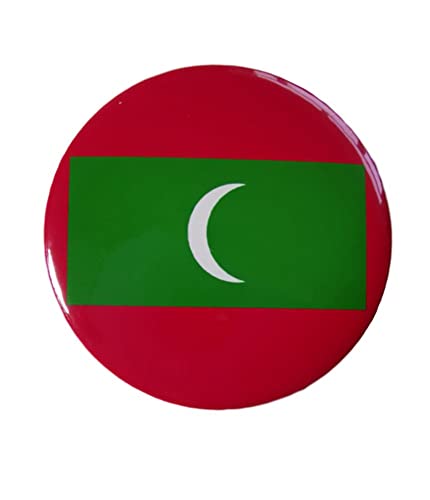 Vmcoatdu Round Maldives Flag International Travel Big Pins Alloy Heat Transfer Printing Made Metal Souvenir For Hat Clothes Backpack #TOP4