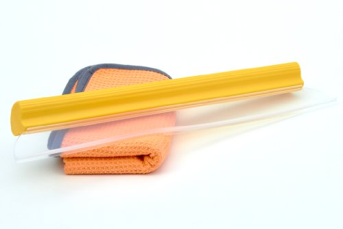One Pass Classic 18" Waterblade Silicone T-Bar Squeegee Yellow with XL Micro Fiber Towel