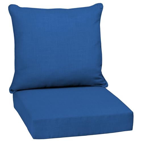 Image of Arden Deep Seat Outdoor Chair Cushion Set, 24 in x 24 in, Weather-Proof, Rain-Proof, Fade Resistant Patio Cushion Set for Chair, Sofa, and Couch Cobalt Blue Texture