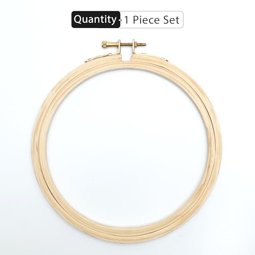 Image of EmbroideryMaterial 6 Inch Round Wooden Embroidery Hoop Ring with Brass Screw | Embroidery Frame for Hand Embroidery, Cross Stitch, Aari Work & Punch Needle (1 Piece)