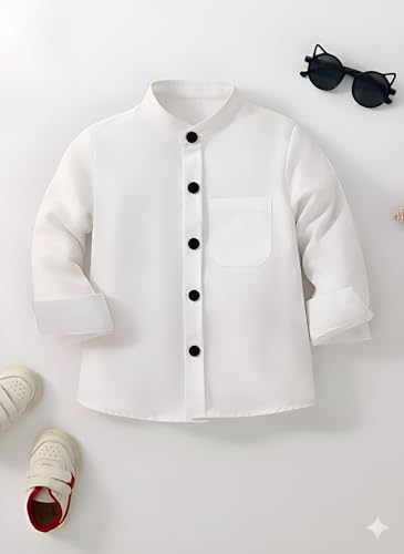 Image of Boys Shirt, Black and White Plaid and Light Blue Solid, Long Sleeve Button-Up, 2 Pack