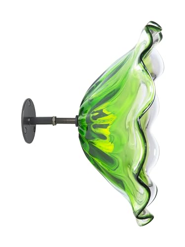 Dale Tiffany AW23139-D12 Fiore Bloom Hand Blown Flower Art Glass with Wall Mounting Bracket, Green, 12-Inch Diameter