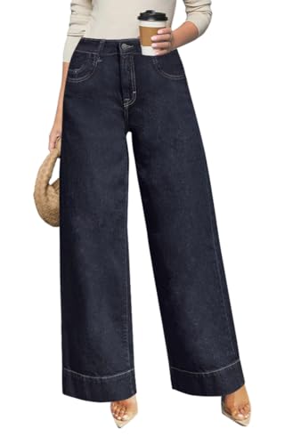 Women's Wide Leg Jeans with Straight Leg Fit - High Waisted Tummy Control & Hip Lift, 2025 Trendy...