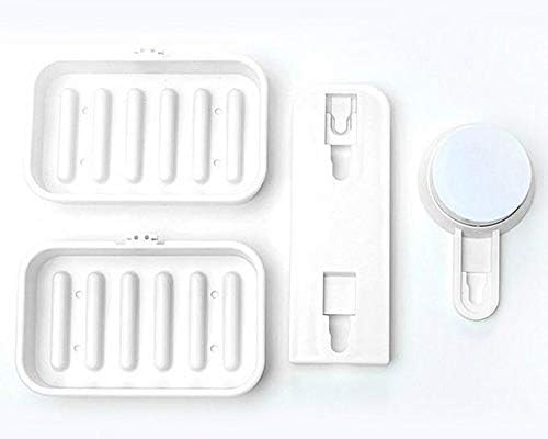 Image of 2 Layer Soap Dish Bar Holder Self Adhesive Double Layer Drawer Draining Holder Kitchen Sponge Storage Box Bathroom Organizer (2, Double Layer Soap Holder)