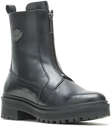 HARLEY-DAVIDSON FOOTWEAR Women's Carney Front Zip Mid Calf Boot, Black, 8 | Image 1