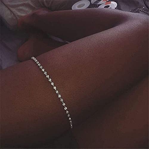 Biquíni feminino cintura perna cintura corpo biquíni tira de praia corrente corporal joia (prata) du