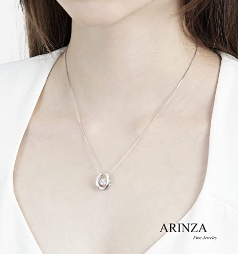 Arinza Horseshoe Necklaces For Women Sterling Silver Dancing Diamond Cubic Zirconia Cz Pendant, Anniversary Birthday Mother's Day Gifts Jewelry For Women Mom/Wife/Sister #TOP5