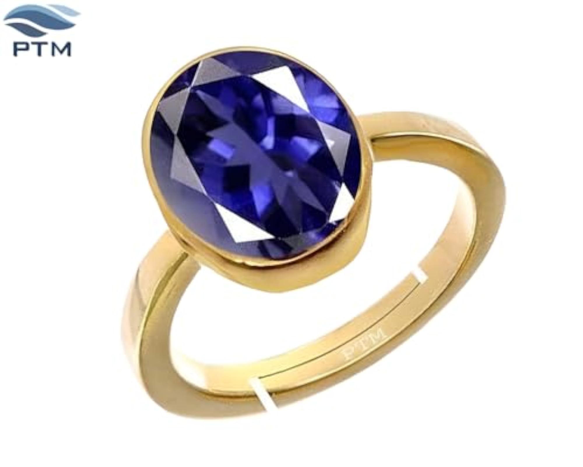 Adjustable Natural Iolite Certified Gemstone Gold Plated Ring