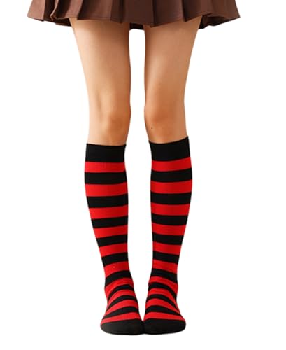 Image of Striped Knee High Socks for Women Outdoor Sport Athletic Stripe Casual Tube Socks