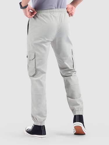 Image of Beyoung Cotton Regular Fit Heavy Gauge Cargo Joggers for Men | Ribbed Hem | Spacious Pockets | Track Pants | Elastic Waistband | Cargo for Men
