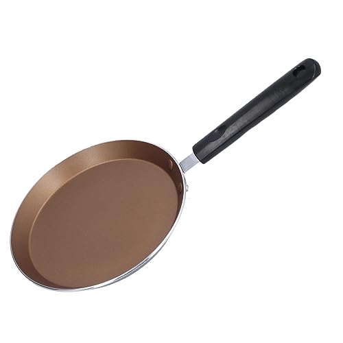 Masyrt Sartén de 6 pulgadas con base plana, sartén para tortitas, sartén médica de piedra para cocinas de inducción de cocina (dorado)