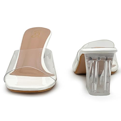Image of WFS Women's Transparent Strap 2.5 Inch Block Heel Sandal