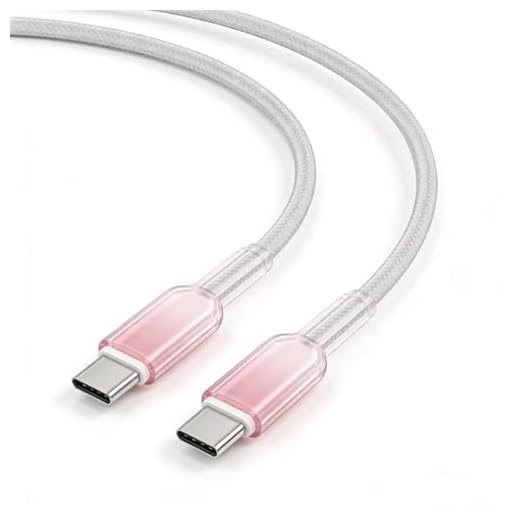 High-Speed USB C to USB C Braided Cable, 4.9ft(1.5m) Heavy Duty Charging Cord with Fast Data Sync and Charging Capability,White&Pink