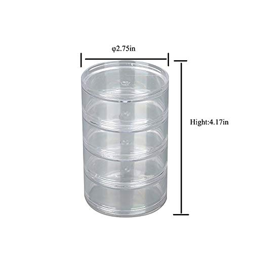 Image of TDOTM 4 Layer Bead Storage Organizer, Stackable Transparent Round Cylinder Plastic Cosmetics Jewelry Beads Sewing Pills Storage Jars Container Box (4Layer)