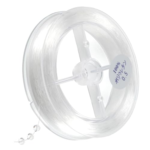 Deepton Elastisches Band für Armbänder, 0.5mm x 100m Gummiband für Armbänder, Transparente Schnur für Armbänder, Armband Gummiband Elastisch, Band für Armbänder, Halsketten, DIY-Schmuck, Kunsthandwerk