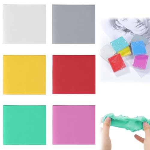 GNALIA Lot De 6 Gommes Mie De Pain Souples À Pétrir, Couleurs Assorties (Violet, Rouge, Jaune, Blanc, Vert, Gris), 4 X 3,5 X 1 Cm, Sans Poussière, Pour...