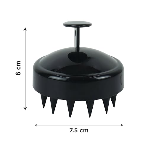 Image of NFI essentials Hair Brush Head Non Electrical Scalp Massager Scrubber, Adults Children Thick /Thin Hair, Mold-Free Solid Silicone for Healthy Hair Growth Dry Scalp Dandruff, Black