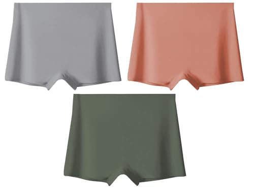 Image of LOURYN KOULYN Women's Ice Silk Seamless Boyshort Panty, (Pack of 3 Panty)