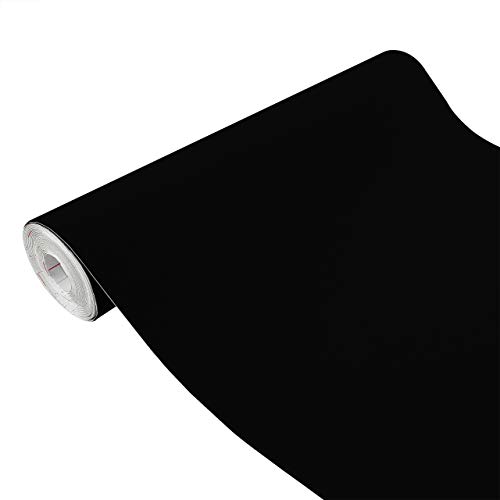 DecoMeister Lámina Autoadhesiva de Terciopelo Vinilo Adhesivo Para Muebles Mesa Encimera Papel Para Bricolaje Película Para Forrar Decoración Para Hogar En Rollo 45 x 100 cm Por Metros Negro