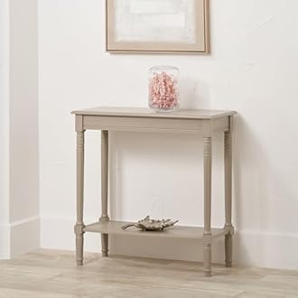 Pacific Lifestyle Traditional Soft Grey Wooden Table | 2-Tier Entryway Table with Turned Legs | Grey Console Table with Bottom Shelf for Living Room (1, Rectangular)