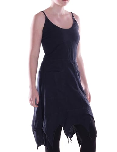 Vishes - Alternative Bekleidung - Zipfelkleid mit Trägern aus Baumwolle Elfenkleid schwarz 46-48