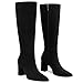 CELLENZ Women Knee High Boots: Comfortable Pointed Toe Tall Boot - Black Suede Fashion Heels - Chunky Office Walk Boots Fall Size 10