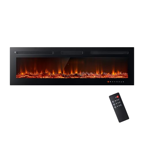 oneinmil Electric Fireplace, 50 inch Wide Recessed/Wall Mounted Electric Fireplace,