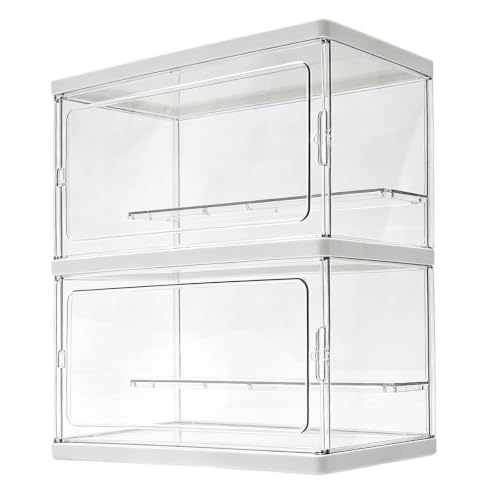 ANMOO Acrylic Display Case, 2 Layer Clear Showcase for Figurines