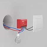 URPIZY Smartes WLAN Schaltmodul mit Fernsteuerung und Energieverbrauchsmonitor, Kompaktes Design für einfache Unterputzinstallation hinter vorhandenen Wandschaltern oder Steckdosen, App S
