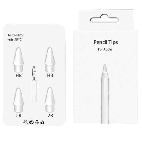 Pencil Tips Soft Wear-Resistant Tips for Apple Pencil 1st / 2nd Generation, 2B Soft Double-Layered Pen Tip for Apple Replacement 2B Stylus Fine Nib Compatible with iPad Air Mini Pro Apple Pencil