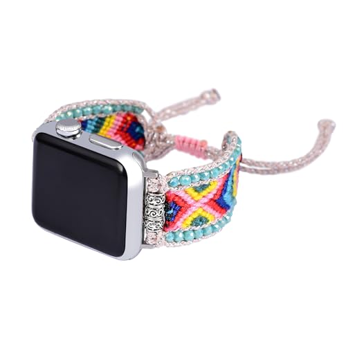 Boho Jasper �n���h���C�h�r���v�o���h:�i�C�����D���v�X�g���b�v �V�R�N���X�^���r�[�Y �V�R�G�l���M�[�X�g�[�� �{�w�~�A�� �X�}�[�g�E�H�b�`�o���h Apple Watch 38mm/40mm/41mm/42mm/44mm/45mm�ɑΉ� Boho