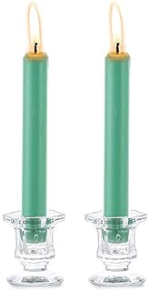 NUPTIO 2 Pcs Glass Taper Candle Holders Candlestick Holder 2.3 inches High for Weddings, Party Favor, Reki, Meditation