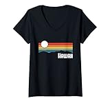 Photo Gallery donna hawaii vintage tramonto anni 80 retro estate stato usa maglietta con collo a v Photo Gallery donna hawaii vintage tramonto anni 80 retro estate stato usa maglietta con collo a v