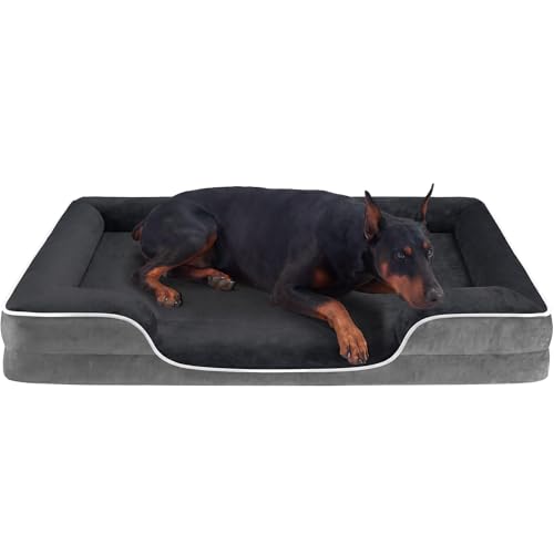 Image of NEWBULIG 42x32 Inch Orthopedic Dog Bed Large Sized, Large Sized Dog Couch /Sofa Bed with Washable Cover, Waterproof, Foam, Soft Fluffy Surface for Indoor Cats, Gray