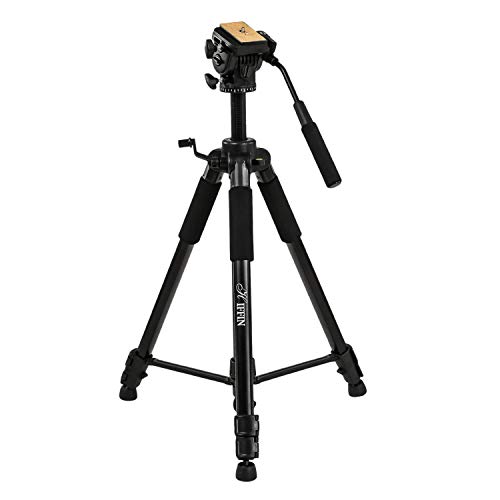 HIFFIN HF-880 (65 Inch) Aluminum Heavy Duty Tripod | with Fluid Bubble Head | Tripod for DSLR & Video Cameras| Maximum Operating Height: 5.45 Feet | Maximum Load Upto: 6 kgs (HF-880)