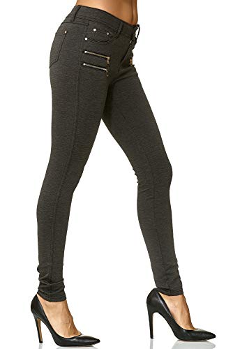 Elara Damen Stretch Hose Skinny Fit Jegging Chunkyrayan H86-6 Dk.Grey 38 (M)
